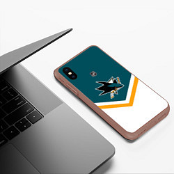Чехол iPhone XS Max матовый NHL: San Jose Sharks, цвет: 3D-коричневый — фото 2