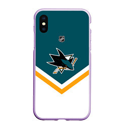 Чехол iPhone XS Max матовый NHL: San Jose Sharks, цвет: 3D-сиреневый