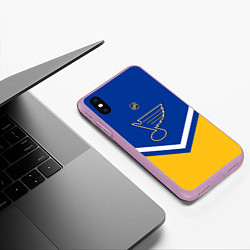 Чехол iPhone XS Max матовый NHL: St. Louis Blues, цвет: 3D-сиреневый — фото 2