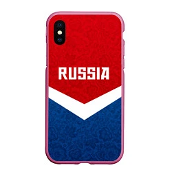Чехол iPhone XS Max матовый Russia Team, цвет: 3D-малиновый