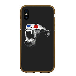 Чехол iPhone XS Max матовый 3D Monkey, цвет: 3D-коричневый