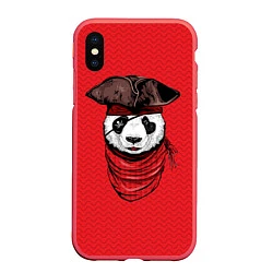 Чехол iPhone XS Max матовый Панда пират, цвет: 3D-красный