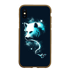 Чехол iPhone XS Max матовый Галактический волк, цвет: 3D-коричневый