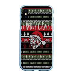 Чехол iPhone XS Max матовый Freddy Christmas, цвет: 3D-голубой