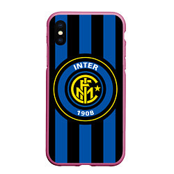 Чехол iPhone XS Max матовый Inter FC 1908, цвет: 3D-малиновый