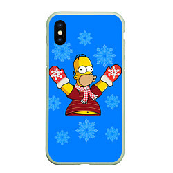 Чехол iPhone XS Max матовый Новогодний Гомер