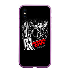 Чехол iPhone XS Max матовый Future City, цвет: 3D-фиолетовый