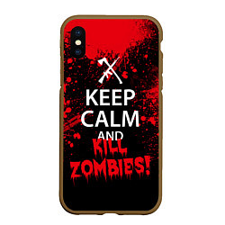 Чехол iPhone XS Max матовый Keep Calm & Kill Zombies, цвет: 3D-коричневый