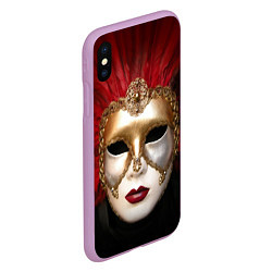 Чехол iPhone XS Max матовый Венецианская маска, цвет: 3D-сиреневый — фото 2