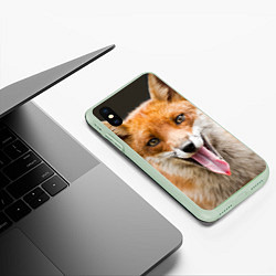 Чехол iPhone XS Max матовый Милая лиса, цвет: 3D-салатовый — фото 2