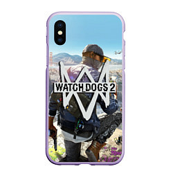 Чехол iPhone XS Max матовый Watch Dogs 2, цвет: 3D-светло-сиреневый