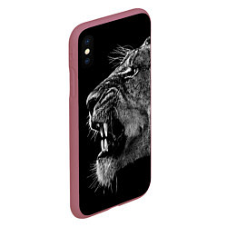 Чехол iPhone XS Max матовый Рык львицы, цвет: 3D-малиновый — фото 2