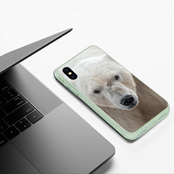Чехол iPhone XS Max матовый Белый медведь, цвет: 3D-салатовый — фото 2