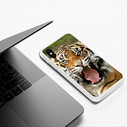 Чехол iPhone XS Max матовый Удивленный тигр, цвет: 3D-белый — фото 2