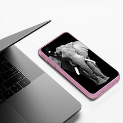 Чехол iPhone XS Max матовый Старый слон, цвет: 3D-розовый — фото 2