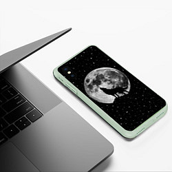 Чехол iPhone XS Max матовый Лунный волк, цвет: 3D-салатовый — фото 2
