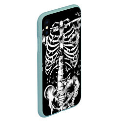 Чехол iPhone XS Max матовый Floral Skeleton, цвет: 3D-мятный — фото 2