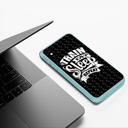 Чехол iPhone XS Max матовый Train Eat Sleep Repeat, цвет: 3D-мятный — фото 2