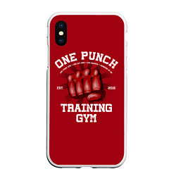 Чехол iPhone XS Max матовый One Punch Gym, цвет: 3D-белый