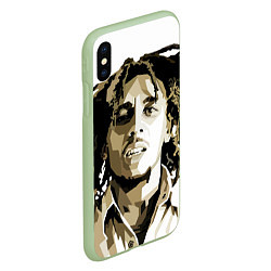 Чехол iPhone XS Max матовый Bob Marley: Mono, цвет: 3D-салатовый — фото 2