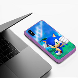 Чехол iPhone XS Max матовый Sonic Boom, цвет: 3D-фиолетовый — фото 2