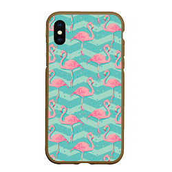 Чехол iPhone XS Max матовый Flamingo Pattern, цвет: 3D-коричневый