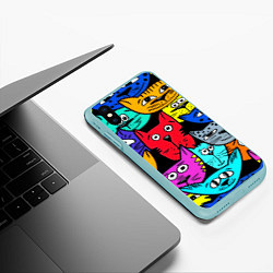 Чехол iPhone XS Max матовый Кошачьи мордочки, цвет: 3D-мятный — фото 2