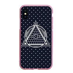 Чехол iPhone XS Max матовый Illuminati, цвет: 3D-розовый