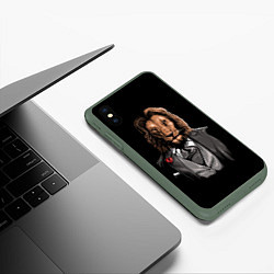 Чехол iPhone XS Max матовый Мистер Лев, цвет: 3D-темно-зеленый — фото 2