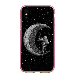 Чехол iPhone XS Max матовый Лунный шахтер, цвет: 3D-розовый