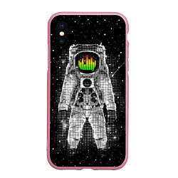 Чехол iPhone XS Max матовый Музыкальный космонавт, цвет: 3D-розовый