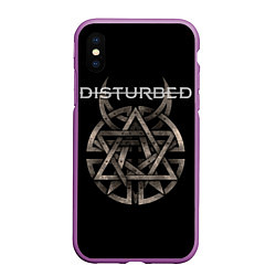 Чехол iPhone XS Max матовый Disturbed Logo, цвет: 3D-фиолетовый