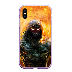 Чехол iPhone XS Max матовый Disturbed: Monster Flame, цвет: 3D-сиреневый