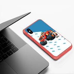 Чехол iPhone XS Max матовый Вспыш и чудо-машинки, цвет: 3D-красный — фото 2