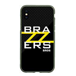 Чехол iPhone XS Max матовый Brazzers Bros, цвет: 3D-темно-зеленый
