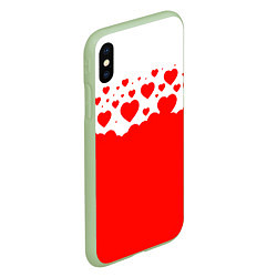 Чехол iPhone XS Max матовый Сердечки, цвет: 3D-салатовый — фото 2