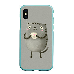 Чехол iPhone XS Max матовый Cat Love Kill, цвет: 3D-мятный