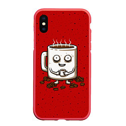 Чехол iPhone XS Max матовый Кофейный пьяница, цвет: 3D-красный