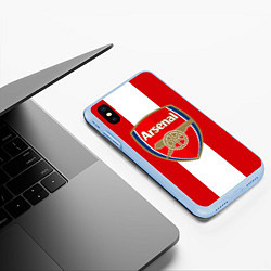 Чехол iPhone XS Max матовый Arsenal FC: Red line, цвет: 3D-голубой — фото 2