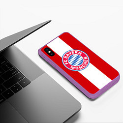 Чехол iPhone XS Max матовый Bayern FC: Red line, цвет: 3D-фиолетовый — фото 2