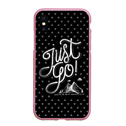 Чехол iPhone XS Max матовый Just Go Mountains, цвет: 3D-розовый