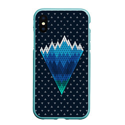Чехол iPhone XS Max матовый Геометрические горы, цвет: 3D-мятный