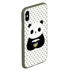 Чехол iPhone XS Max матовый Любовь панды, цвет: 3D-темно-зеленый — фото 2
