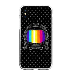 Чехол iPhone XS Max матовый Цветной астронавт, цвет: 3D-белый