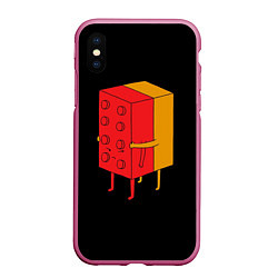 Чехол iPhone XS Max матовый Влюбленное лего, цвет: 3D-малиновый
