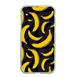 Чехол iPhone XS Max матовый Бананы, цвет: 3D-салатовый