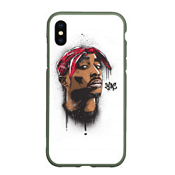 Чехол iPhone XS Max матовый 2Pac, цвет: 3D-темно-зеленый