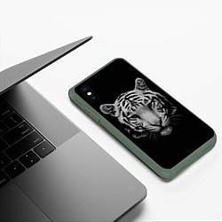 Чехол iPhone XS Max матовый Серый тигр, цвет: 3D-темно-зеленый — фото 2