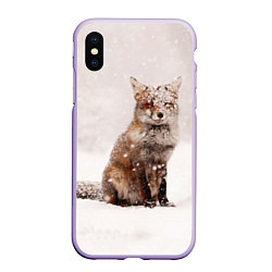 Чехол iPhone XS Max матовый Снежная лисица, цвет: 3D-светло-сиреневый
