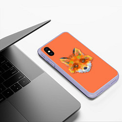Чехол iPhone XS Max матовый Геометрическая лиса, цвет: 3D-светло-сиреневый — фото 2